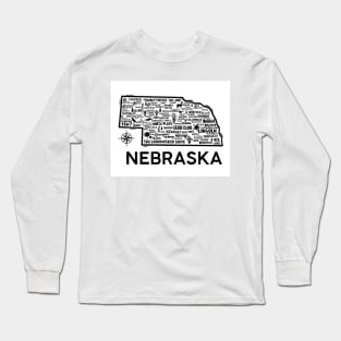 Nebraska Map Long Sleeve T-Shirt